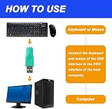 Xiatiaosann PS/2 to USB A Adapter 4 Pack Green Mouse Keyboard Converter view 3