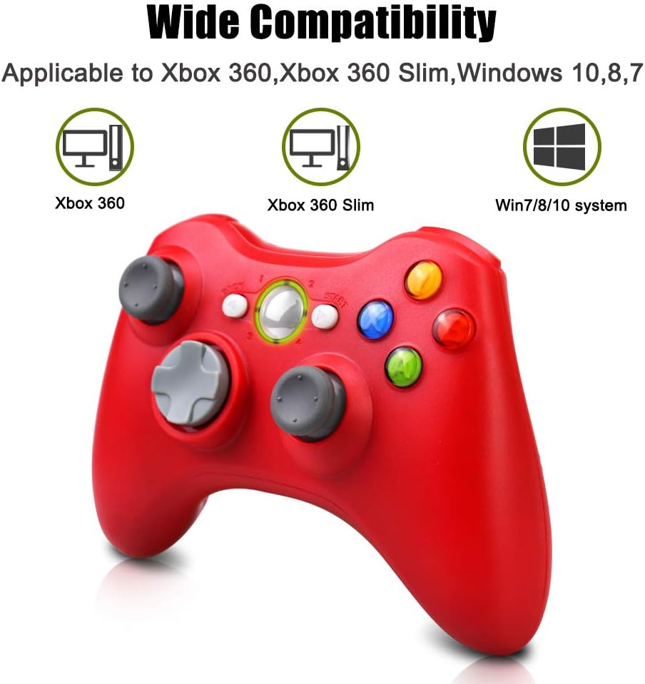Vinklan Wired Xbox 360 Controller Compatible with Microsoft Xbox 360 & 360 Slim/Windows 7/8/10 (White): Computers & Accessories