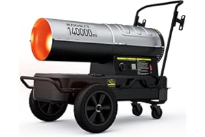 InoKraft 140,000 BTU Kerosene Forced Air Heater, Ergonomic Frame with Wheels, Thermostat & LED Display, CSA Certified, for Jobsite, Construction & Large Spaces