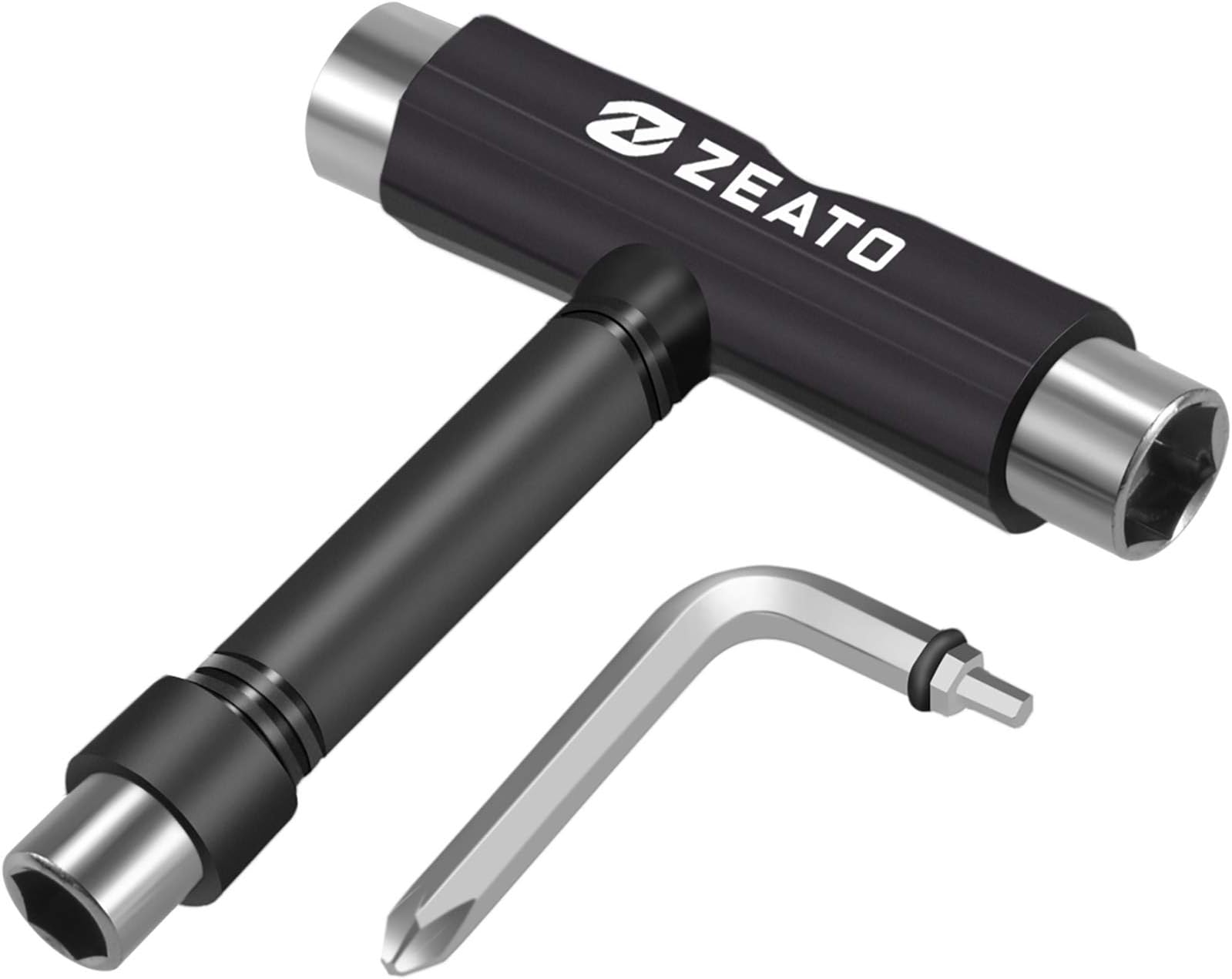 Zeato All-in-One Skate Tools Multi-Function Portable Skateboard T Tool Accessory with T-Type Allen Key and L-Type Phillips Head Wrench Screwdriver