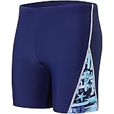 Steppe Men's Square Leg Jammers, Athletic Swimwear Quick Dry Swimming Trunks, Printed Comfortable Bathing Suit