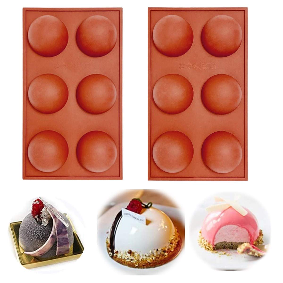 6 Holes Silicone Mold For Chocolate, Cake, Jelly, Pudding, Handmade Soap, BPA Free Cupcake Baking Pan (2pcs) (2pcs)