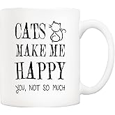 5Aup Funny Coffee Mug for Cat Lovers, Cats Make Me Happy, You Not so Much Cups, Christmas Gifts for Men and Women 11 Oz