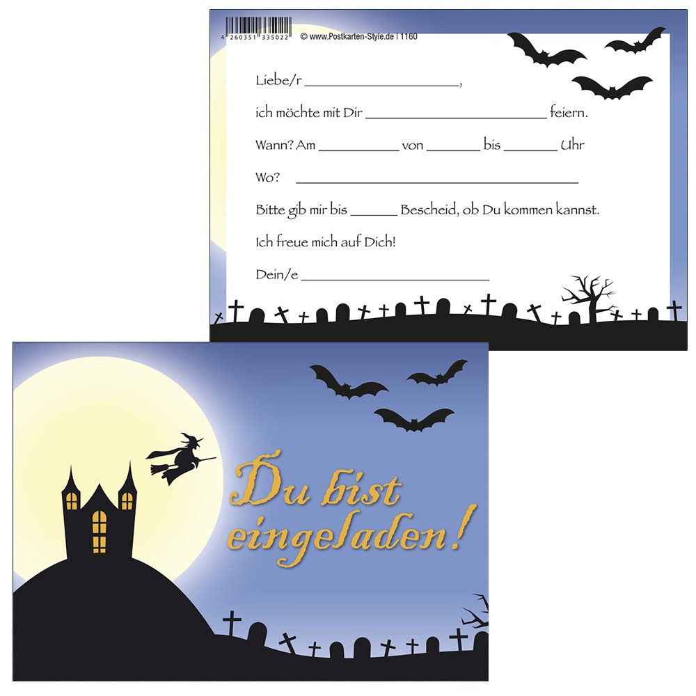 'Spooky Party Theme in Mind Link "You Are Invited 1160 10 Einladungskarten + 2 Postkarten