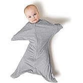 SleepingBaby Zipadee-Zip Transition Swaddle - Cozy Baby Swaddling Blanket with Zipper Convenience - Roomy Wearable Blanket for Easy Diaper Changes - 4-8 Month - Hall of Fame Grey Heather