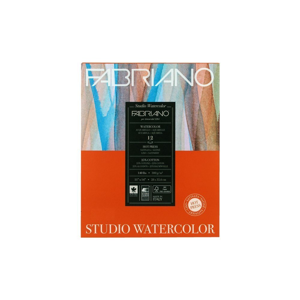 Fabriano Studio Hot Press Watercolor Pad, 11 x 14, White
