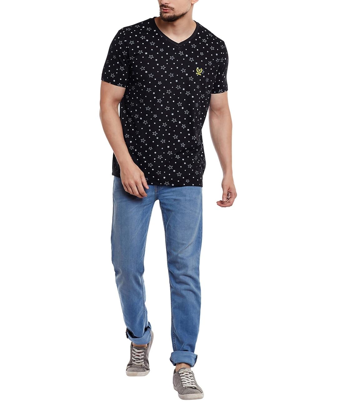 vimal men's printed v neck cotton t-shirt