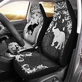 Bulopur Car Seat Cover Black White Bohemian Elephant Butterfly Print for Men Women Waterproof Soft Car Seat Decoration Fit for Car SUV Sedan Truck
