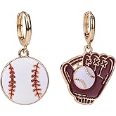 Baseball Dangle Earrings, Delicate Baseball Glove Drop Loop Earrings Softball Jewelry Gifts for Sport Fans Sport Theme Moms Accessories Dangling Earring for Player Women