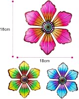 OFFCUP 3 Pack Metal Flowers Wall Decor Wrought Iron Colorful Garden Art view 2