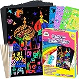 ZMLM Scratch Paper Art Set, 60 Pcs Rainbow Magic