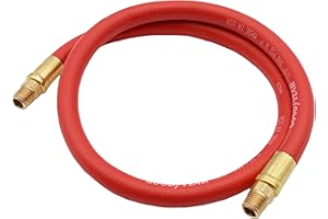 GRIP GRAND RAPIDS INDUSTRIAL PRODUCTS Goodyear 3' x 3/8" Hybrid Air Hose - 300 PSI Working Pressure - 1200 PSI Working Pressure - Kink Free - 100% Brass 1/4" NPT Fittings - Made in USA