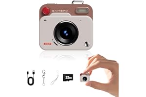 Mini Cam Digital Camera Keychain Size, Retro CCD Digital Camera with 32GB SD Card | 8MP HD Photo & Video, 1.7" Screen, USB 3.