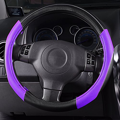 CAR PASS Rainbow Steering Wheel Cover with PVC Leather Universal Fits