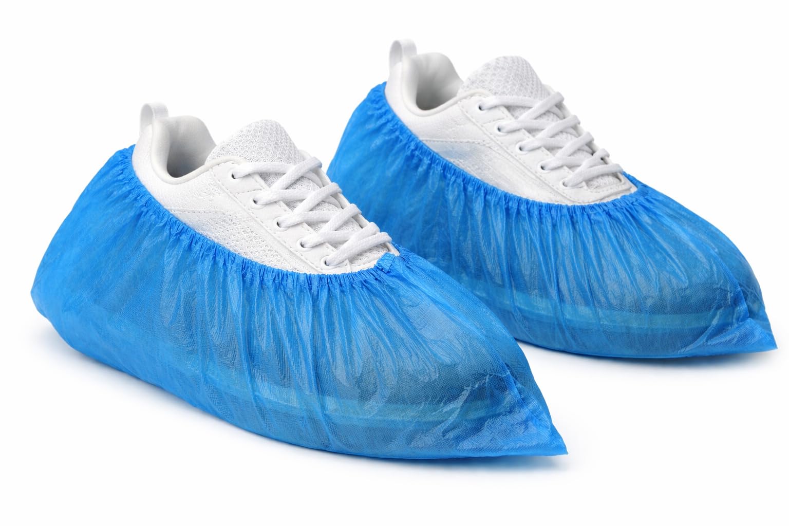 1ABOVE Premium Disposable Shoe Covers- Plastic Waterproof Foot Covering Dust Proof Indoor Shoe Protectors Blue One Size Fits All, (Pack of 100)