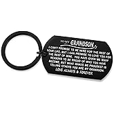 to My Grandson Keychain Gift for Grandson from Grandma Grandpa Dog Tag Keyring for Birthday Graduation Christmas