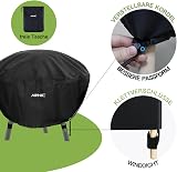 AWNIC Fire Pit Cover Round 76cm Waterproof 420D Polyester with Hook Fasteners view 5
