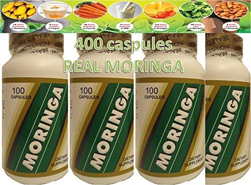 4 Moringa Oleifera Capsule 400 Capsules 4 Bottles of 100 Each 100% Natural Energy Super Food Anti Age