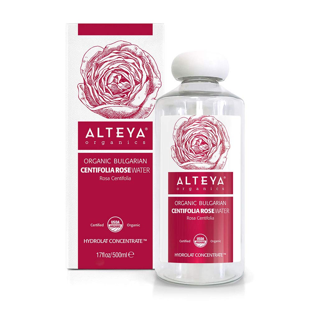 Alteya Organics Centifolia Rose Water USDA Certified Organic Facial Toner, 500mL Pure Bulgarian Rosa Centifolia Flower Water, Award-Winning Moisturizer BPA-Free Bottle with Reducer