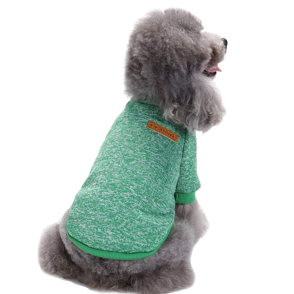 CHBORLESS Pet Dog Classic Knitwear Sweater Warm Winter Puppy Pet Coat Soft Sweater Clothing for Small Dogs (XS, Green)