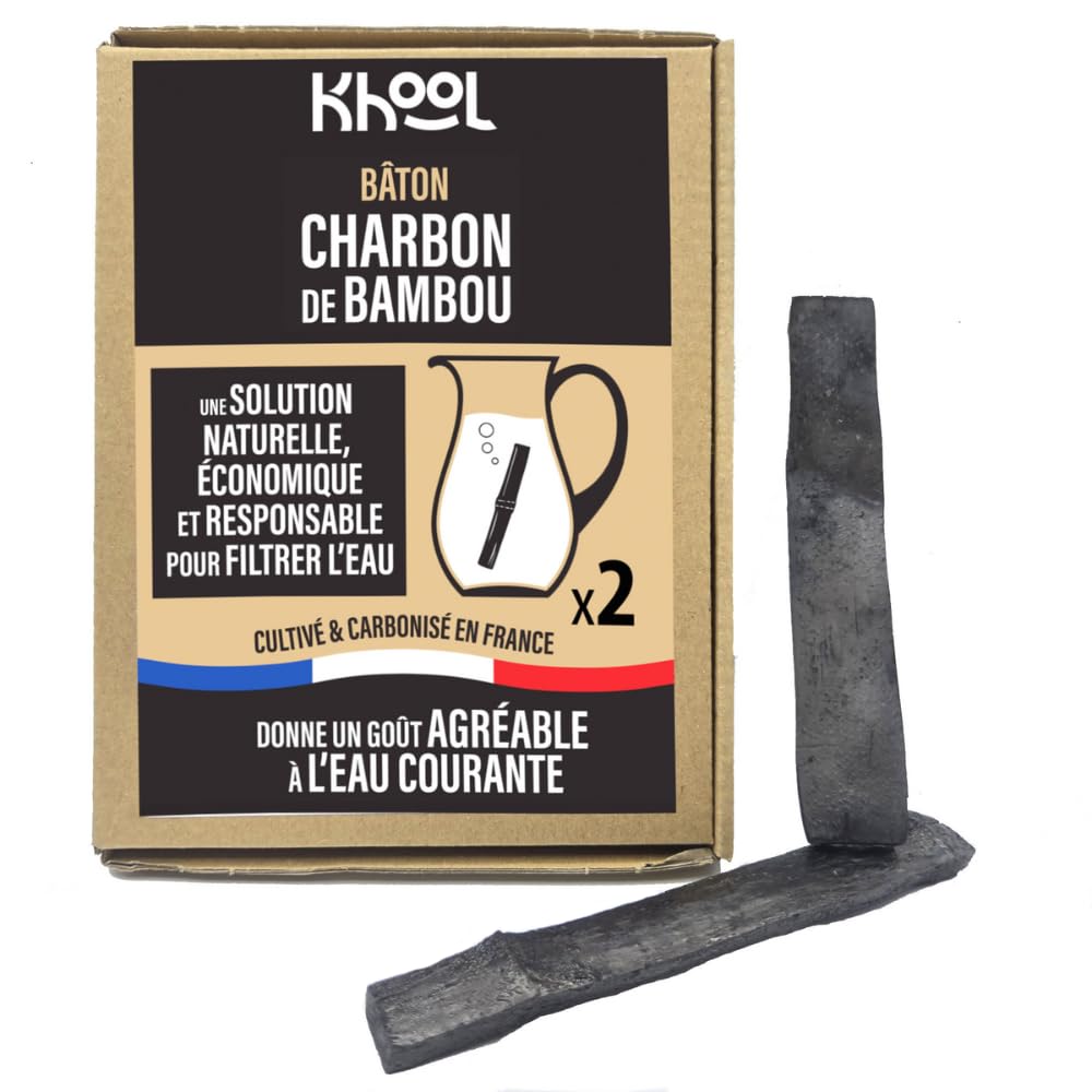 Khool BAMBOO Set of 2 Fine Bamboo Charcoal Sticks 1 to 2 cm Diameter For Cleaning and Improving Taste of Water in Your Bottles and Carafes (1151)