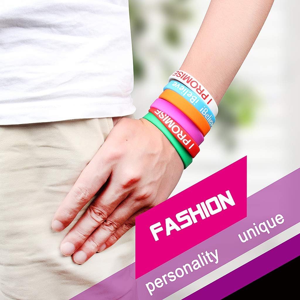 YUFETY Silicone Bracelet for Teens and Children, Set of 8 Silicone Wristbands In, Inspirational Silicone Sports Bracelet for Men and Women