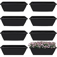 8Pcs Rectangle Plant Pot Rectangle Window Box Planter 17 Inch Black Herb Planters with Tray Herb Pots for Indoor Plants Large