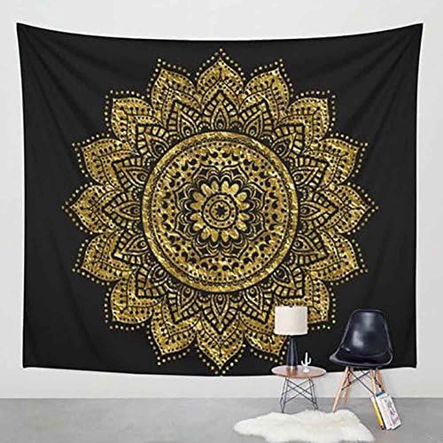 Onezi Tapestry Black White Mandala Bed Cover Wall Hanging Tapestry Picnic Blanket Bed Cover Beach Towel Yoga Mat Table Cloth Curtain