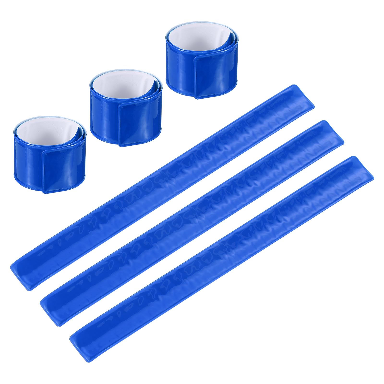 PATIKIL Reflective Slap Bands, 6 Pcs Reflector Band Snap Bracelet Armbands High Visibility Safety Reflectors Wrist Strap Strips for Night Jogging Cycling Running Hiking, Dark Blue