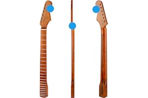 SURTIYCRII 21 Fret ST Canadian Maple Electric Guitar Neck, Brown Glossy Electric Guitar Neck,14" Fretboard Radius, Synthetic Nut