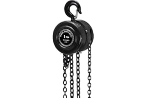 BALWONER 1 Ton 10 Feet Manual Hand Chain Block Hoist with 2 Heavy Duty Hooks for Lifting Black