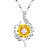 ROMANTICWORK Sunflower Necklaces for Women 925 Sterling Silver Sunshine Pendant Jewelry Anniversary Birthday Gifts for Women Wife