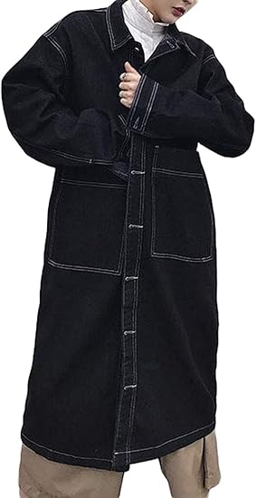Amazon Gergeousトレンチコート メンズ ロングコート 無地 アウター ストリート系 デニムコート ゆったり ファッション 春 秋 コート ジャケット 通販