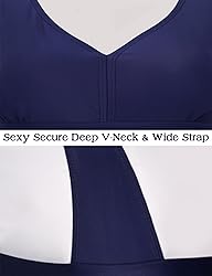 AONTUS Navy Tankini Swimuits Women's One Piece