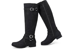 Ruiee Women's Knee High Boots - Stylish and Comfortable Round Toe Tall Riding Combat Boots with Side Zipper Closure for Fall and Winter Wear For Women