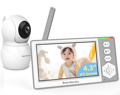 Baby Ganibs Baby Monitor with Camera and Audio, 4.3'' Video Baby Monitor with 1000ft Long Range and 30-Hour Battery, No WiFi,Night Vision, ECO Mode, 2-Way Talk