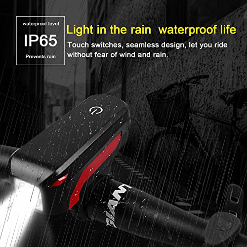 image for Elegant Choise Bicycle Headlight, Bike Horn USB Rechargeable Bike Fron