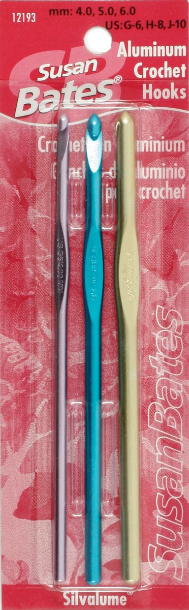 Silvalume Aluminum Crochet Hook Set-Sizes G6/4mm, H8/5mm, J10/6mm, Random