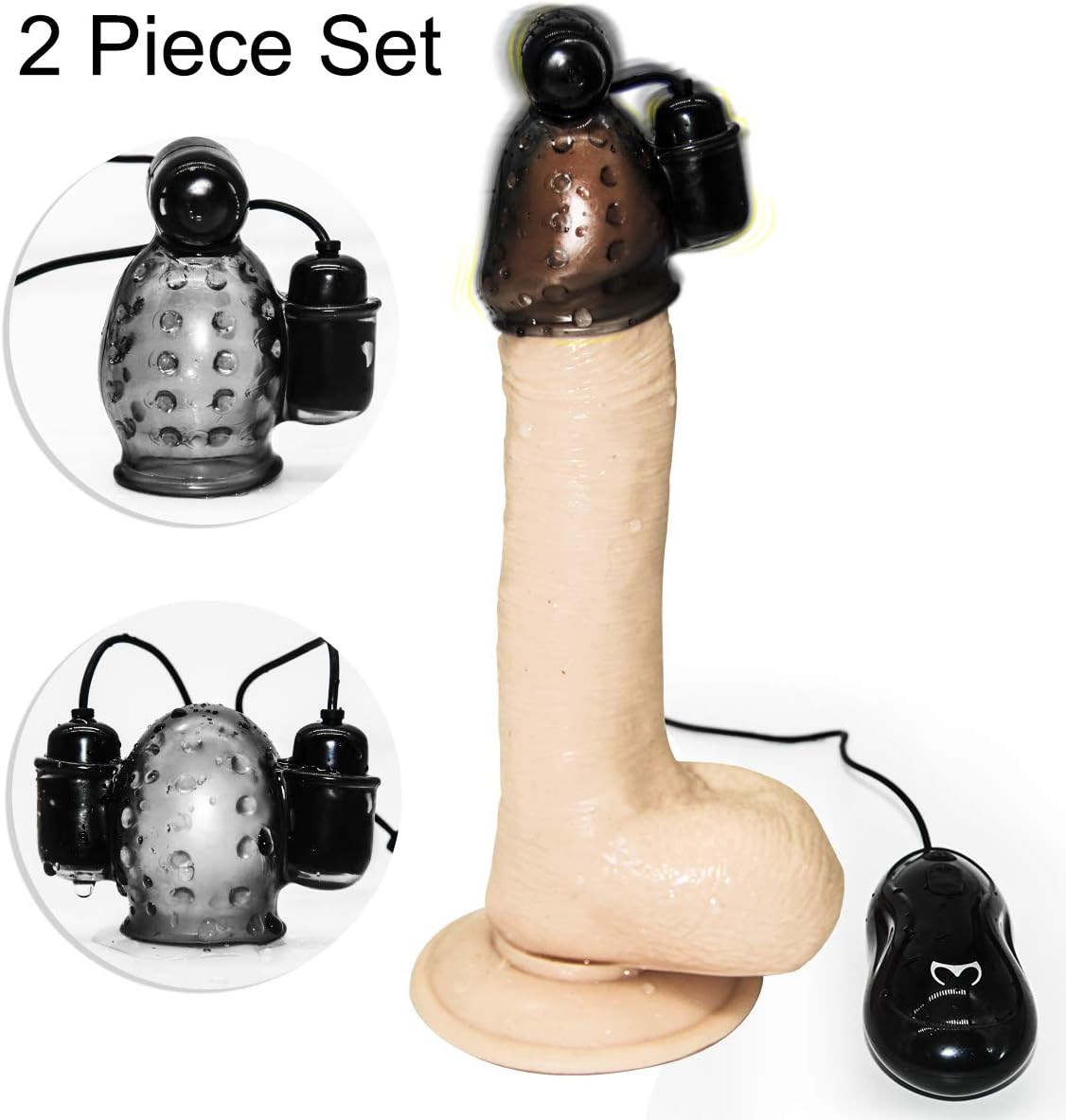Well Male Delayed Trainer, Cǒck Ring, Delayed Ejǎculation Training Stimulǎtor, 2 Headgear Training Toys with Remote Control & Waterproof