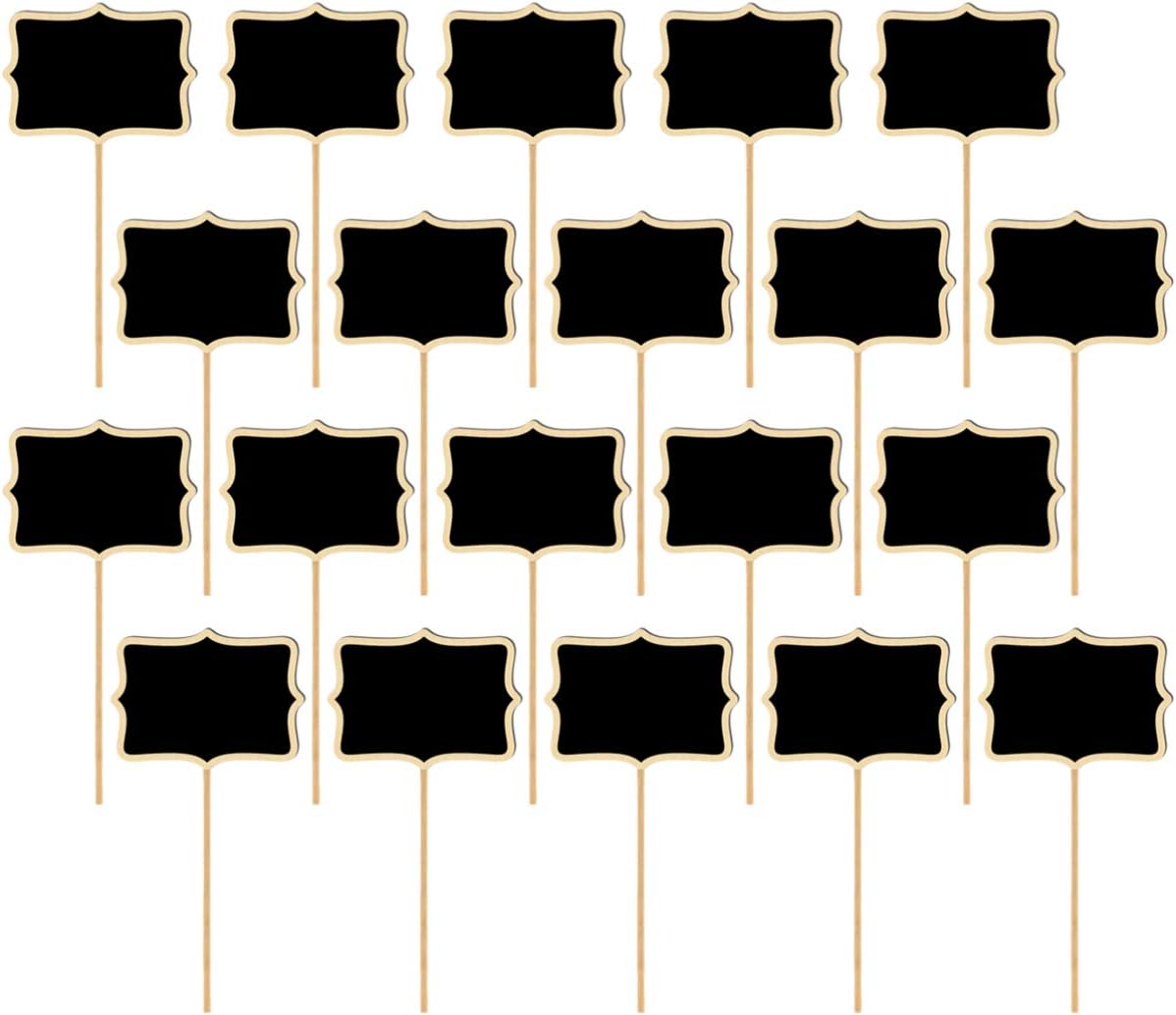 Exceart 20pcs Mini Chalkboard Sign Plant Tag Erasable Wood Message Board Signs Garden Plant Flower Name Stake Garden Label Decor