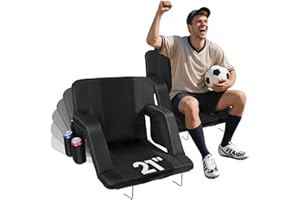 JTSIOV Stadium Seats with Back Support, 2 Pack 3D Mesh Stitching Bleacher Chairs with Back and Cushion, Portable Folding Stadium Seats with Armrests, 6 Reclining Positions Bleacher Seats for Sports Events