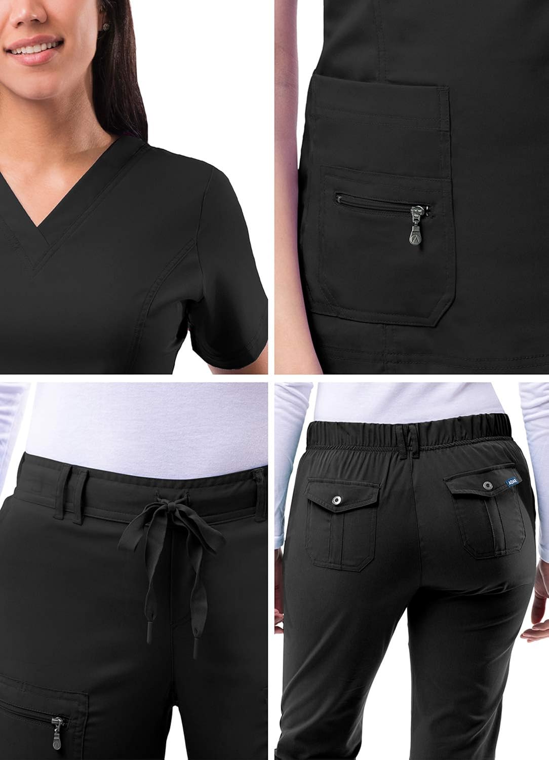 Adar Pro Breakthrough Plus Scrub Set for Women - Enhanced V-Neck Top & Multi Pocket Pants: Clothing