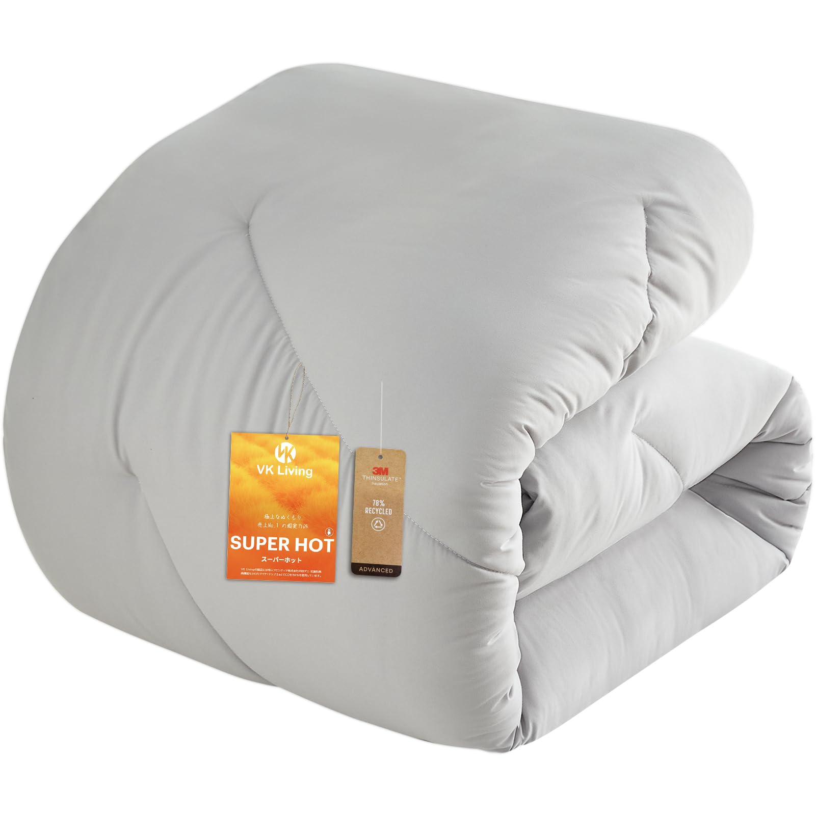 VK Living 掛け布団 シンサレート シングル 冬 羽毛より暖かい 【SUPER HOT】 洗える 2.1kg あったか 24時間持続制菌消臭 オールシーズン ほこりが出にくい 体にフィット 150x210 グレー商品画像