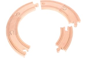 Toyvian 6pcs Wooden Train Track Pieces Small Curve Rail Set for Boys and Girls Educational Wooden Railway