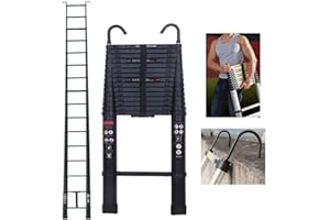 AUTOFATHER 6.2m/20.3ft Foldable Extension Telescoping Ladder with Detachable Hook Aluminum Portable Extendable Telescopic Ladder EN131 Confirmed 330LB Capacity