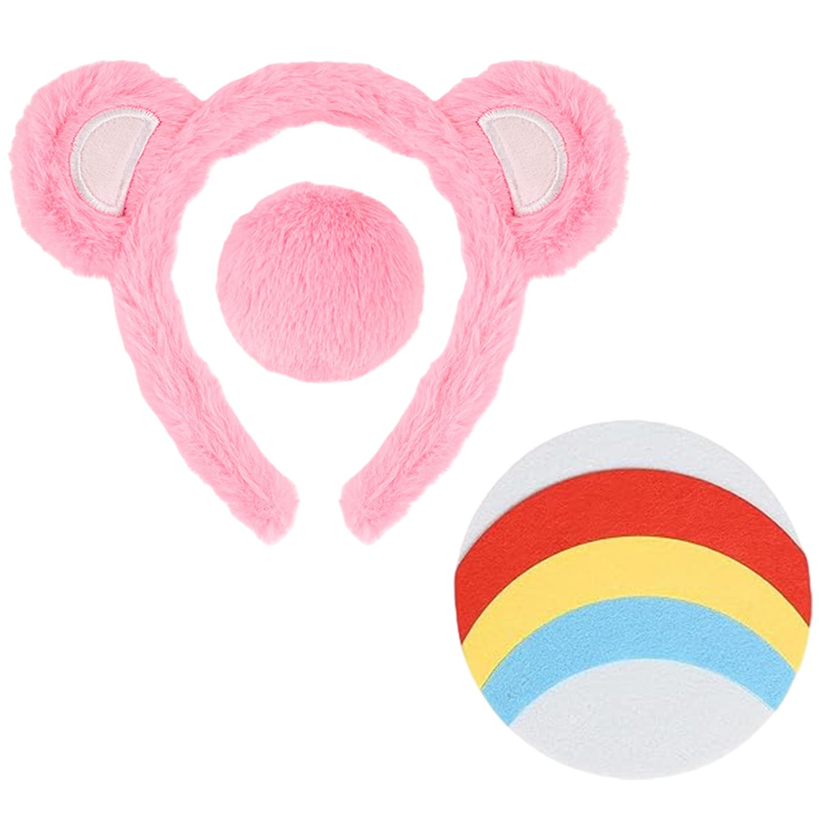 AYNKH Carnival Bear Costume, Bear Ears Headband Tail Cloud Sticker, Sister Friends Group Unify Outfit Accessory for Festival Activities, Fashion Rainbow Costumes Halloween Motto Party