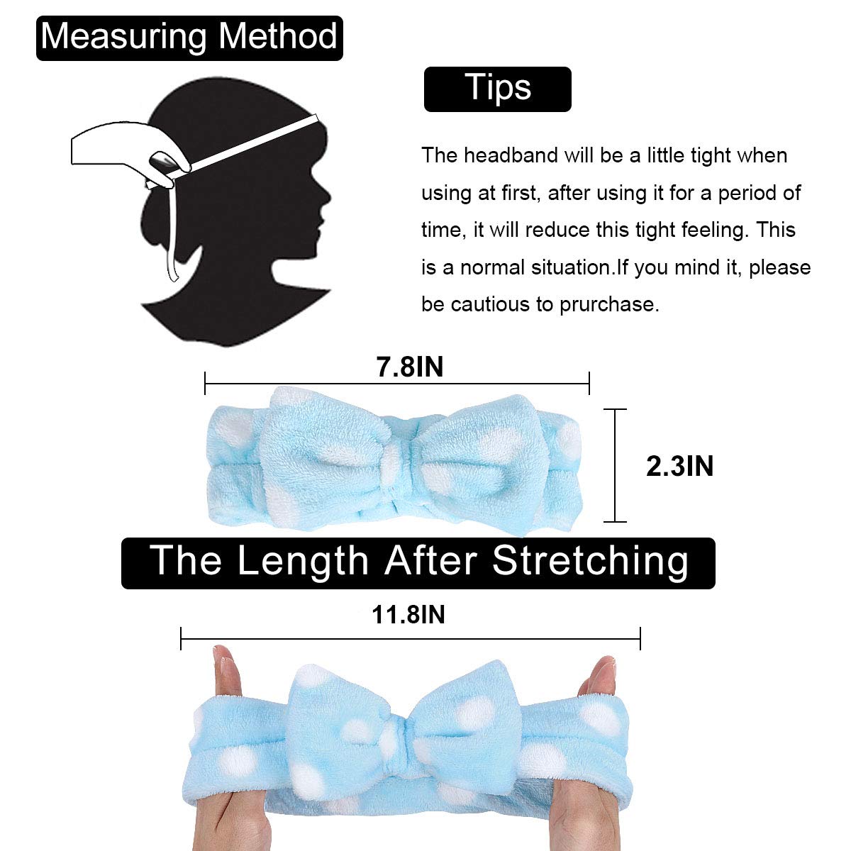 Spa Headband – 6 Pack Bow Hair Band Women Facial Makeup Head Band Soft Coral Fleece Head Wraps For Shower Washing Face : Beauty