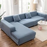 Teynewer 1-Piece Fit Stretch Sofa Cover 3 Seater Light Blue Elastic Slipcover view 7