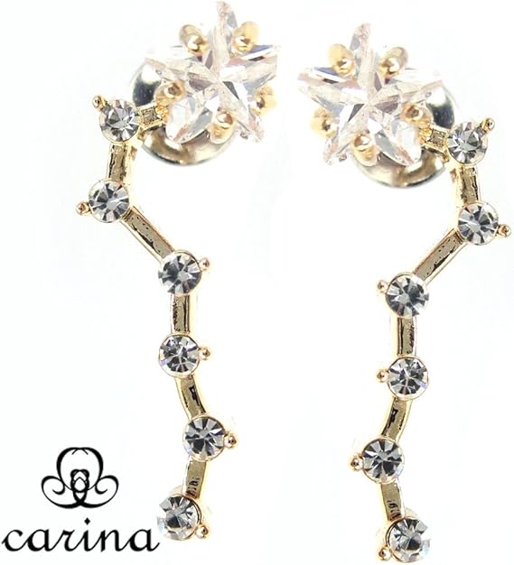 Amazon Co Jp Carina カリーナ スタッドピアス 大粒の星型ジルコニアが可愛い 天体 北斗七星 スター ゴールド 服 ファッション小物