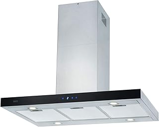 NEG Dunstabzugshaube NEG36-AT (Abluft/Umluft) 90cm Edelstahl Insel-Haube mit LED-Beleuchtung und Nachlauffunktion